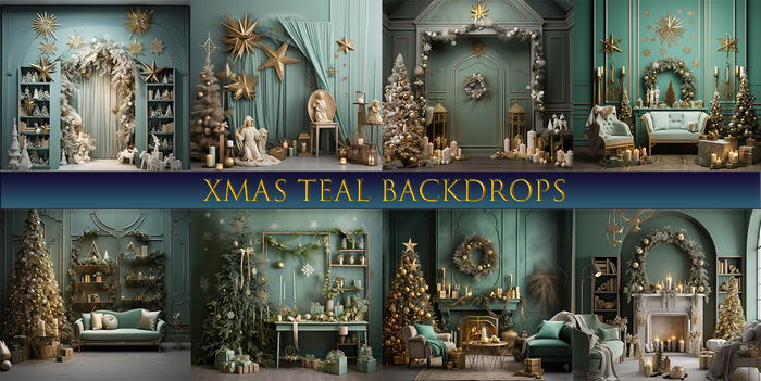 SATO - Xmas Teal Blogger backdrop textures