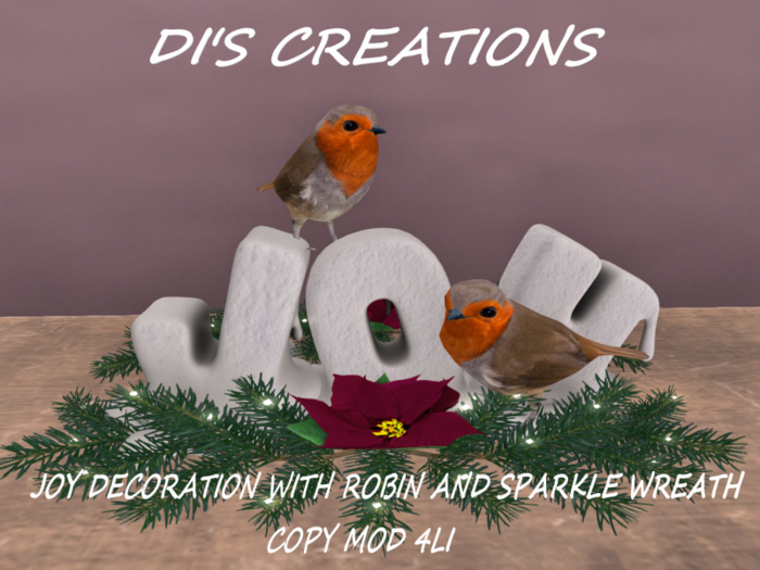 JOY DECORATION WITH ROBIN AND SPARKLE WREATH