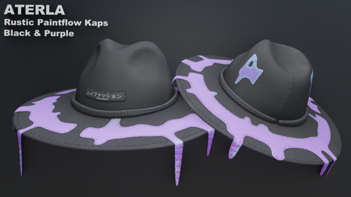 ATERLA - Rustic Paintflow Kaps - Black & purple