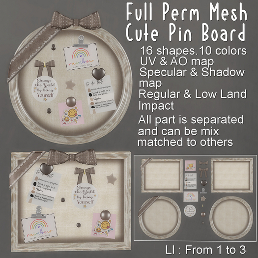 * Full perm Mesh * Cute Pin Board *