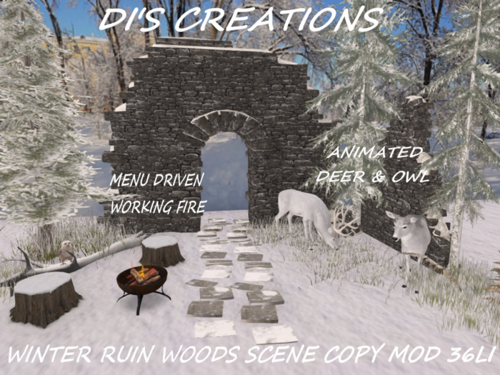 WINTER RUIN WOODS SCENE
