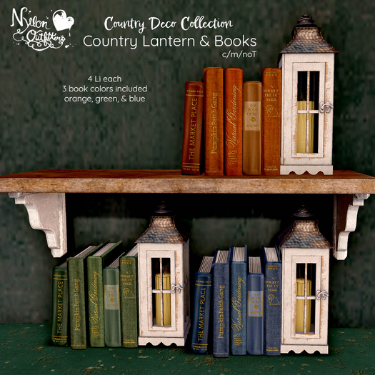 (NO) Country Deco - Lantern & Books