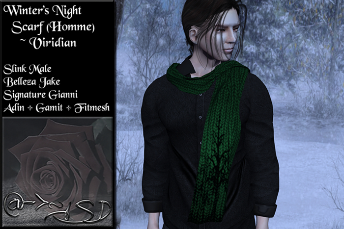 @->~ISD Winter's Night Scarf (Homme) ~ Viridian [GIFT]
