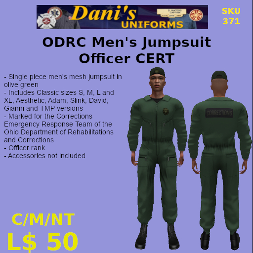 ODRC Men's Jumpsuit Officer CERT