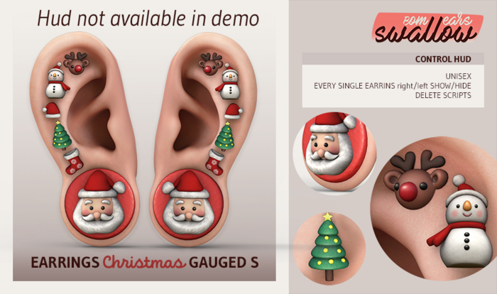DEMO ^^Swallow^^ Earrings CHRISTMAS for Gauged S Ears