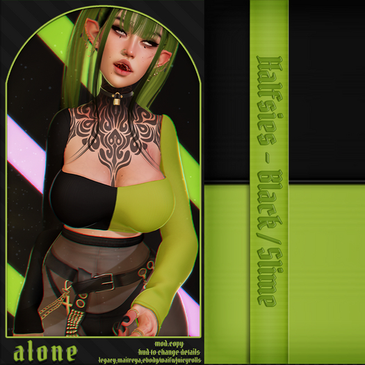 Poe - Alone Top -  Halfsies - Black/Slime