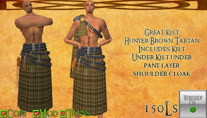 [Workshop OA] Hunters Brown Tartan Great Kilt