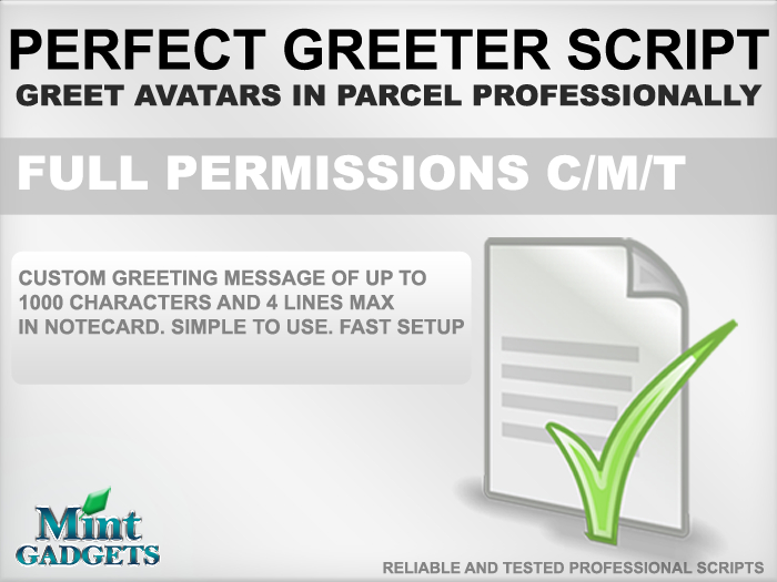 MintScripts - Perfect Greeter Script /Full Perms