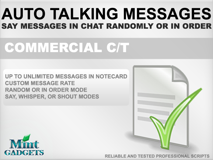 Mint Scripts - Auto Talking Messages In Chat Scripts /Commercial