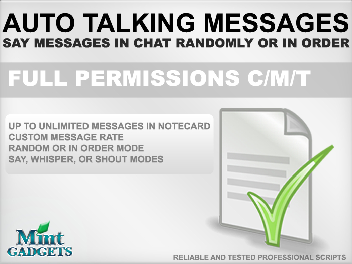 Mint Scripts - Auto Talking Messages In Chat Scripts /Full Perms