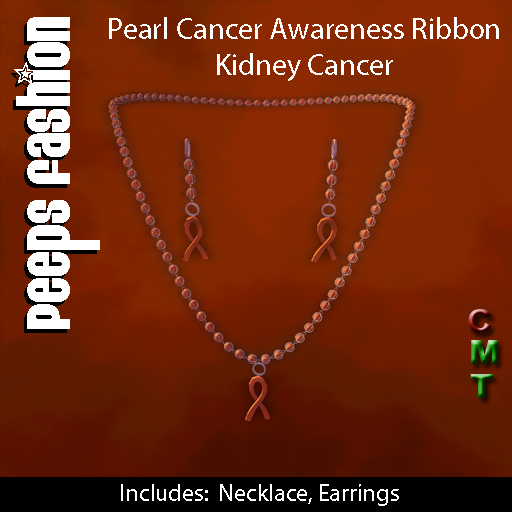 Peeps Jewelry Pearl Cancer Awareness Ribbon Kidney