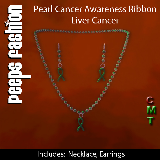 Peeps Jewelry Pearl Cancer Awareness Ribbon Liver