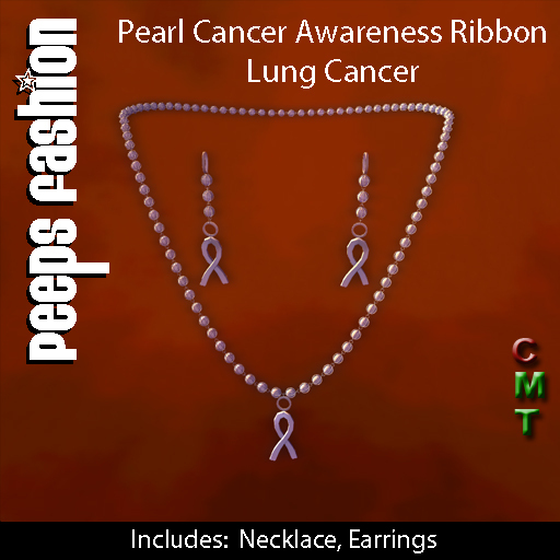 Peeps Jewelry Pearl Cancer Awareness Ribbon Lung