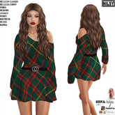 CHECK WOOL DRESS,MESH BODY