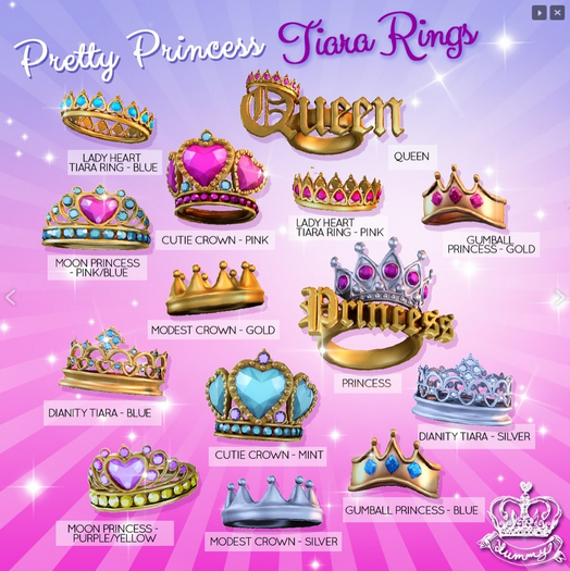 (Yummy) Pretty Princess Rings - Moon Princess Ring - Pink/Blue