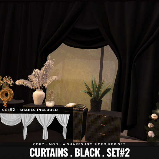 [BL] Curtains set 2 - black