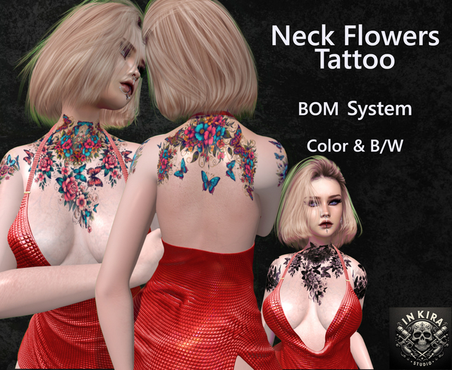 Neck Flowers Tattoo - Inkira Studio