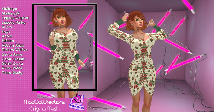 MCC - woman - festive tree scrunch dress - single