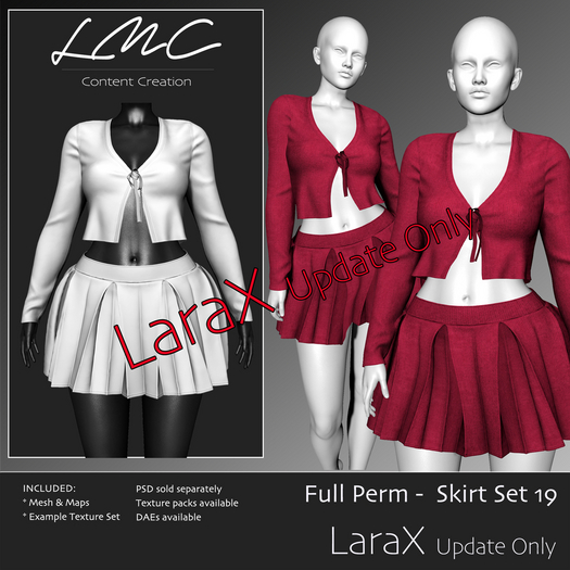 DEMO - LMC Mesh - Skirt Set 19 - 2 Piece Cardigan and Pleated Skirt LaraX Update