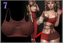 <7w> Lazy Day Halter w/Bow - Xmas Red Plaid ~LaraX, Reborn, Juicy, Waifu, Legacy, Senra Jamie~
