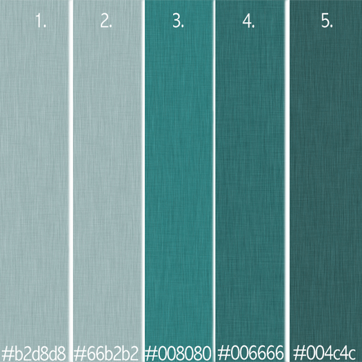 5pc Linen texture Teal palette =Full Perm=