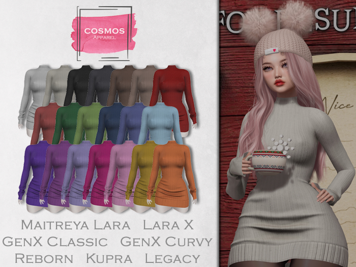 [COSMOS] Nelly Winter Dress Knit / 20 Colors Fatpack Demo