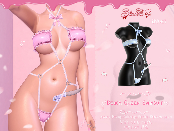 { Red Blossom } Beach Queen Swimsuit { BLUE }