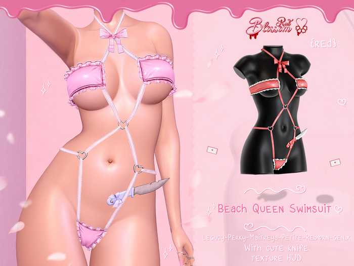 { Red Blossom } Beach Queen Swimsuit { RED }