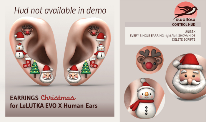 DEMO ^^Swallow^^ Earrings CHRISTMAS for lel Evo X Human Ears
