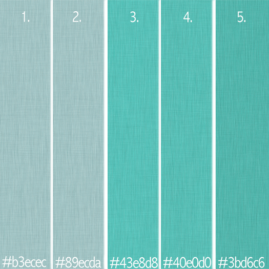 5pc Linen texture turquoise palette =Full Perm=