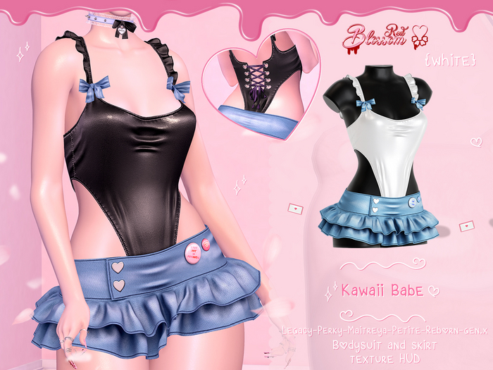 { Red Blossom } Kawaii Babe { WHITE }