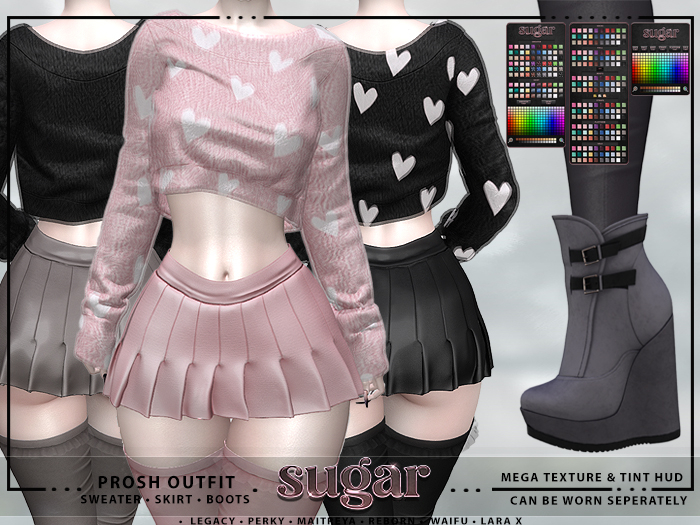 [sugar] Prosh Outfit [FAT PACK HUD] 99L PROMO SALE !    • Legacy • Perky • Maitreya • Waifu • Reborn • Lara X •  
