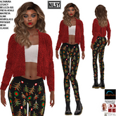 CHRISTMAS LEGGINGS AND TEDDY CARDIGAN,MESH BODY