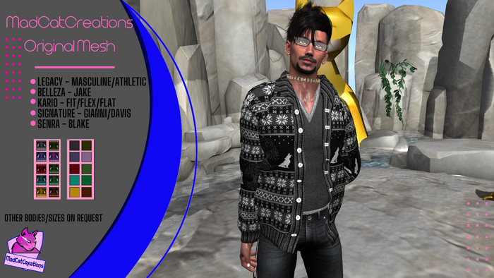 MCC - men - winter wolf cardigan n shirt w HUD