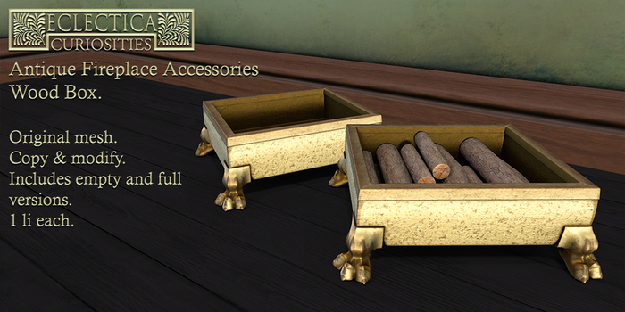 Eclectica- Antique Fireplace Accessories- Wood Box