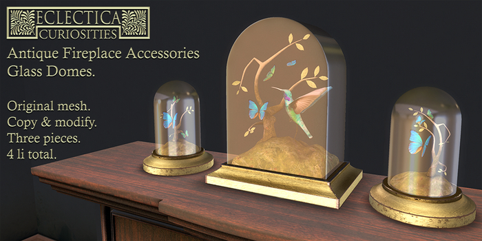 Eclectica- Antique Fireplace Accessories- Glass domes