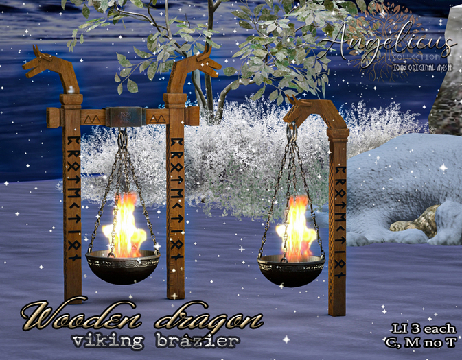 :AngelicUs: Wooden dragon viking brazier