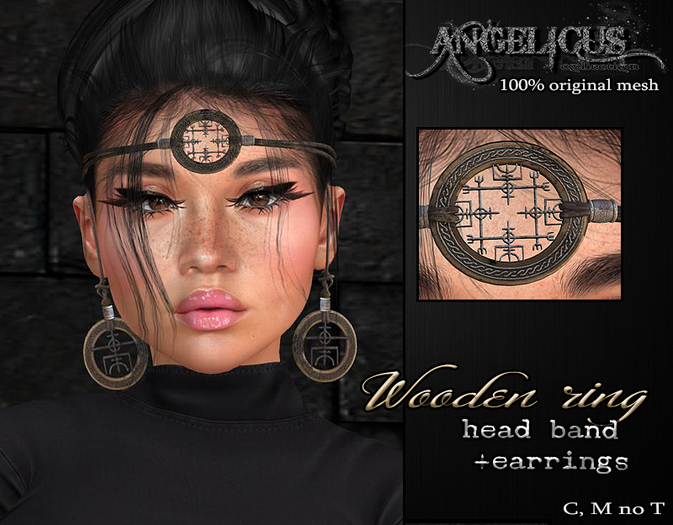 :ANGELICUS: Head band & earrings  -Wooden-