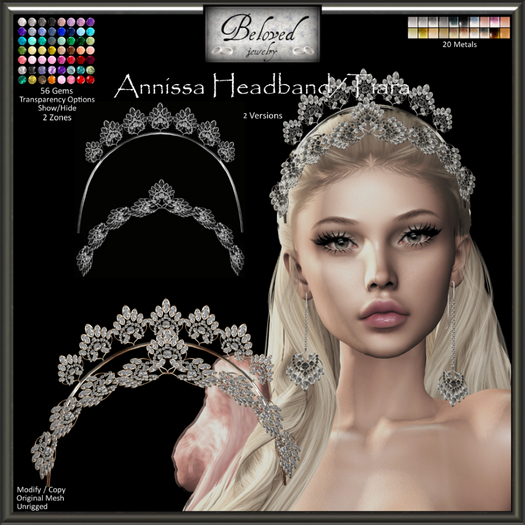 Beloved Jewelry : Annissa Tiara Set (Texture Change) Gold Silver Diamond Crown Hair Accessory