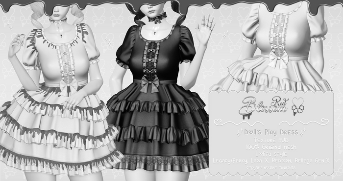 { Red Blossom } Doll's Play Dress { DEMO }