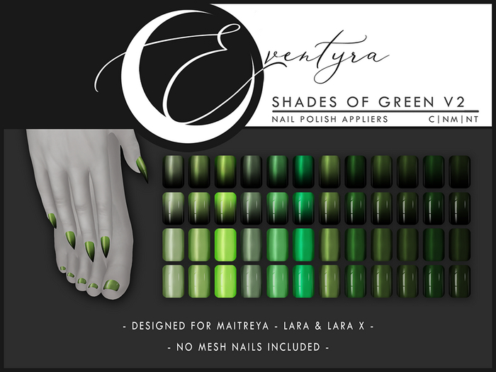 Eventyra - Maitreya Nail HUD - Shades Of Green V2