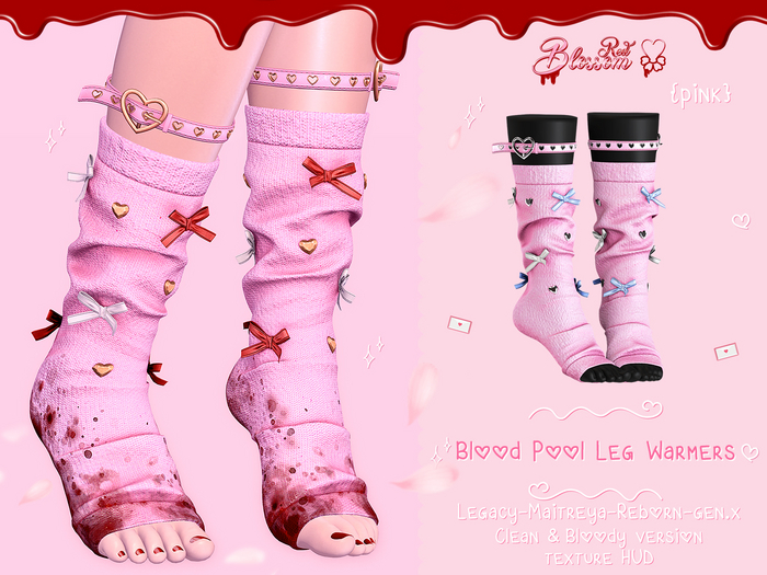 { Red Blossom } Blood Pool Leg Warmers { PINK }