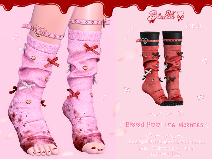 { Red Blossom } Blood Pool Leg Warmers { RED }