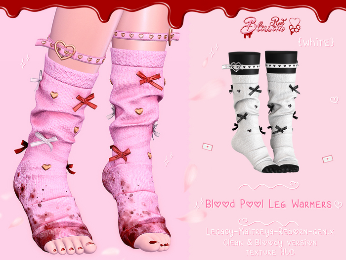 { Red Blossom } Blood Pool Leg Warmers { WHITE }