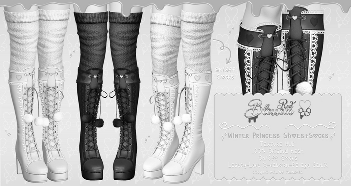 { Red Blossom } Winter Princess Shoes+Socks { DEMO }