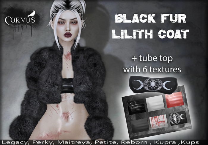 Corvus : Black Fur Lilith Coat