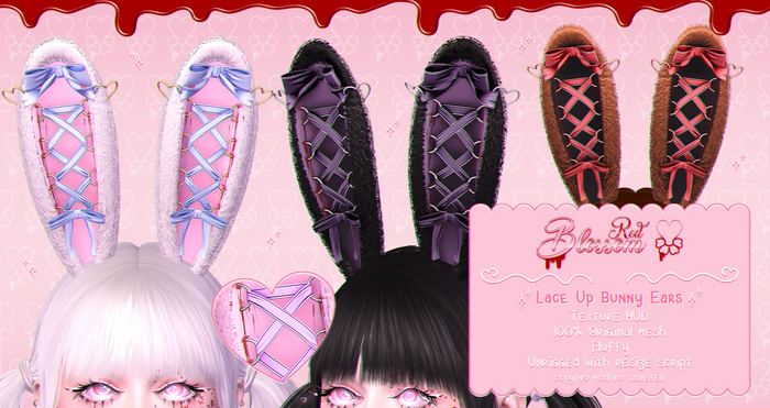 { Red Blossom } Lace Up Bunny Ears