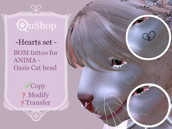 QuShop - Oasis Cat - hearts set