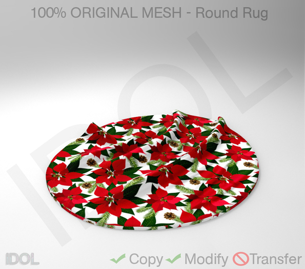 Christmas Mistletoe Round Rug