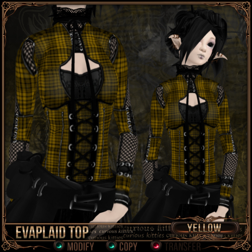 =^.^= Curious Kitties - Evaplaid Top - Yellow 
